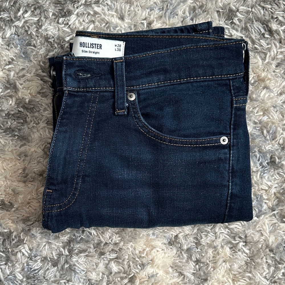 Hollister Navy Slim Straight Denim